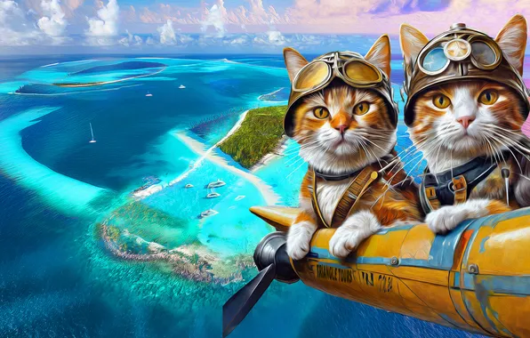 Взгляд, кошки, коты, мордашки, ИИ-арт, нейросеть
