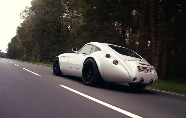 Дорога, Лес, Black, White, Шоссе, Wiesmann GT MF4/MF4-S