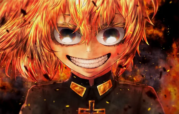 Fire, flame, girl, soldier, military, war, Germany, smile