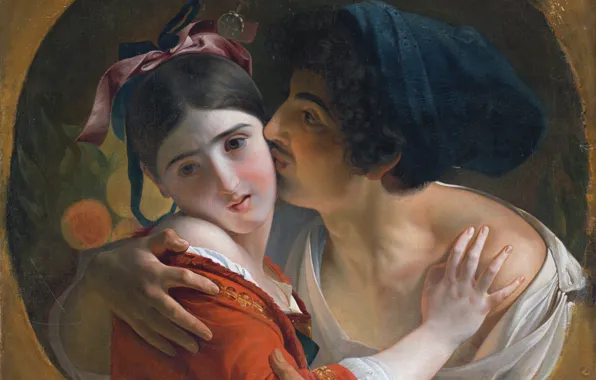 Картинка поцелуй, парень и девушка, After Feodor Antonovich Moller, THE KISS