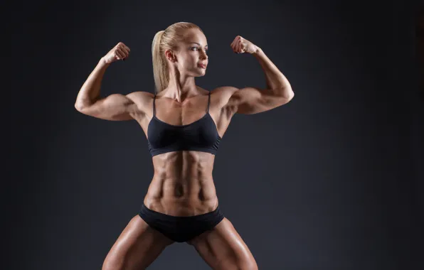 Pose, female, workout, fitness, bodybuilder, toned body, healthy living