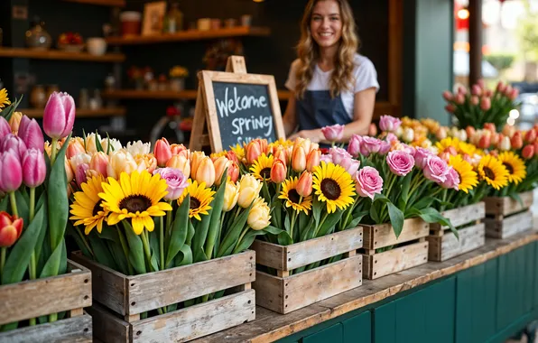 Цветы, весна, colorful, тюльпаны, blossom, welcome, flowers, tulips