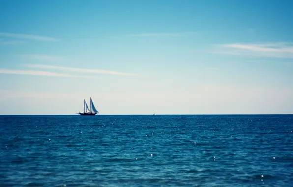 Картинка море, лето, небо, голубое, яхта, горизонт