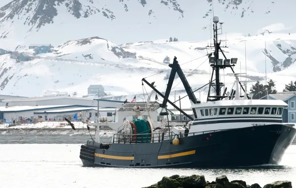 Картинка ice, winter, fishing boat