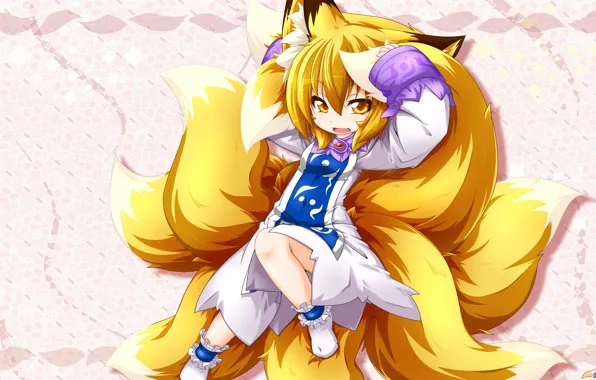 Девочка, Touhou, хвосты, Тоухоу