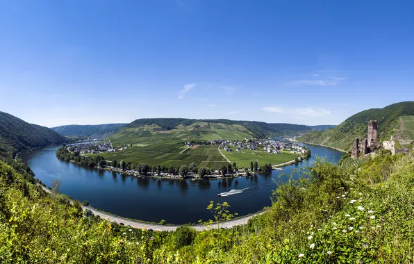 Природа, река, Германия, Germany, river Mosel