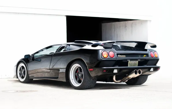 Lamborghini, supercar, black, diablo, back