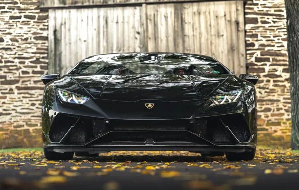 Картинка Lamborghini, Front, Black, VAG, Huracan, Sight