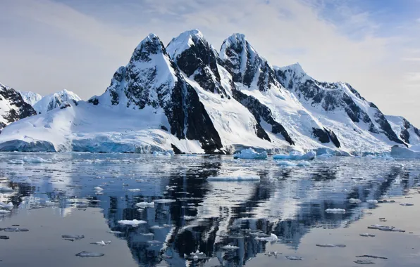 Ice, rock, water, mountain, cold, floe