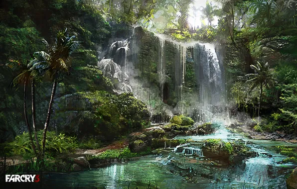 Картинка Игра, Водопад, Far Cry 3, Атмосфера