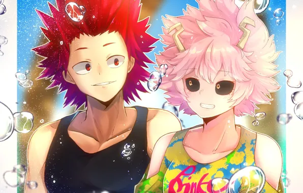 Девушка, парень, герои, My Hero Academia, Boku No Hero Academia, Моя Геройская Академия, Киришима Эйджиро
