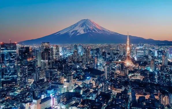 City, lights, Tokyo, night, capital