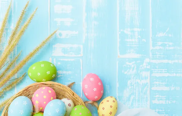 Картинка цветы, яйца, Пасха, flowers, spring, Easter, eggs, decoration
