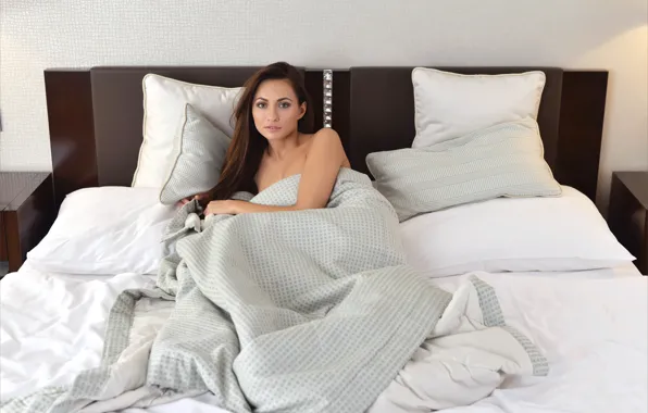 Long hair, model, brunette, bedroom, gorgeous, photoshoot, posing, beautiful face
