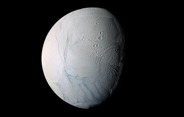 Картинка планета, Энцелад, Солнечная Система, спутник Сатурна