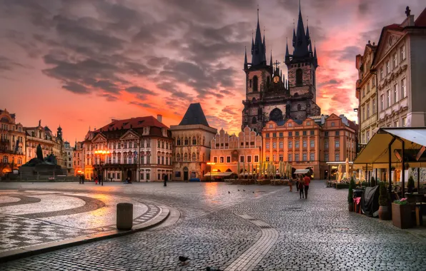 Картинка утро, Прага, Чехия, Май, 2015