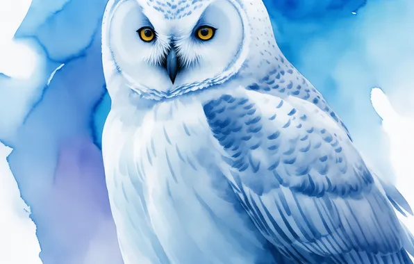 Птицы, сова, птица, рисунок, акварель, bird, birds, красивая птица