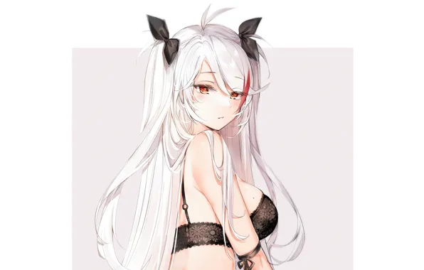 Girl, sexy, lingerie, bra, cleavage, long hair, boobs, anime