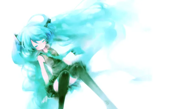 Девушка, чулки, аниме, арт, форма, vocaloid, hatsune miku, вокалоид