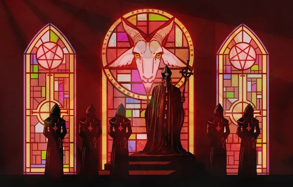 Церковь, ghost, алтарь, art, band, Baphometh, occult, Nameless Ghouls
