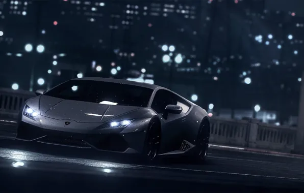 Картинка Lamborghini, Dark, Front, Black, Water, Color, Supercar, Wheels