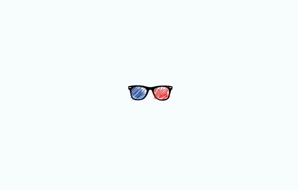 Синий, красный, очки, центр, райбэн, стерео очки, стерео