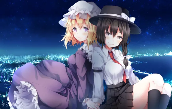 Ночь, девочки, Touhou, Тохо, Тоухоу