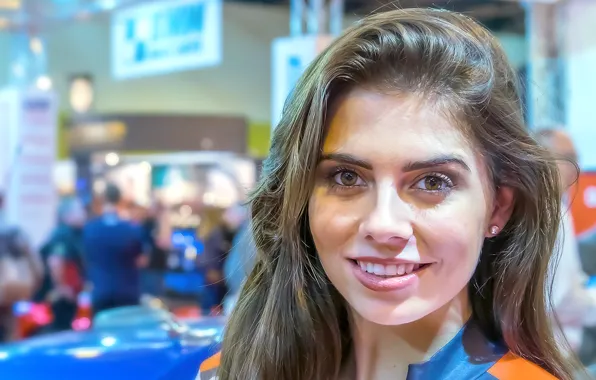 Девушка, лицо, улыбка, фон