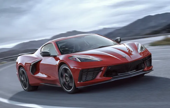 Дорога, Corvette, Chevrolet, Скорость, Поворот, Stingray, 2020, Chevrolet Corvette ( C8 ) Stingray