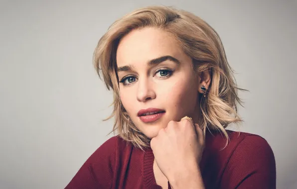 Взгляд, девушка, лицо, поза, фото, макияж, Emilia Clarke