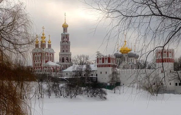 Russia, Winter, Moscow, Novodevichy Convent, Khamovniki District
