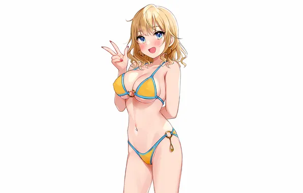 Girl, sexy, cleavage, erect nipples, boobs, sexy girl, blush, anime