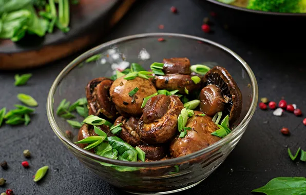 Картинка mushrooms, herbs, soy sauce, baked