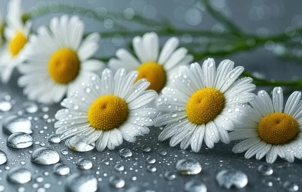 Картинка water, background, drops, petals