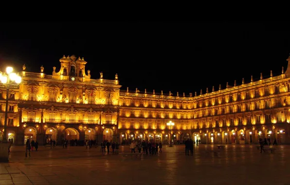 Ночь, город, испания, spain, Salamanca