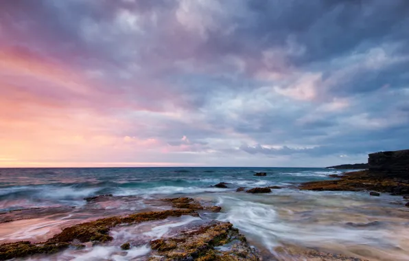 Картинка пейзаж, океан, рассвет, Гавайи