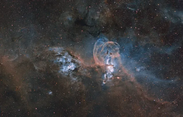 Туманность, NGC 3576, эмиссионная, в созвездии Киль