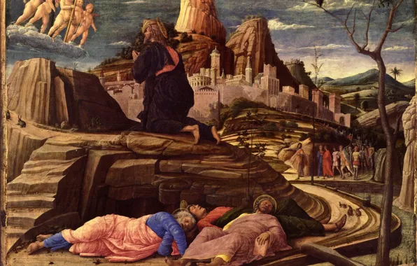 La Prière au, Andrea Mantegna, National Gallery, Jardin des Oliviers, 1454, Huile sur Bois, Londres