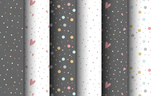Фон, текстура, Colorful, hearts, dots
