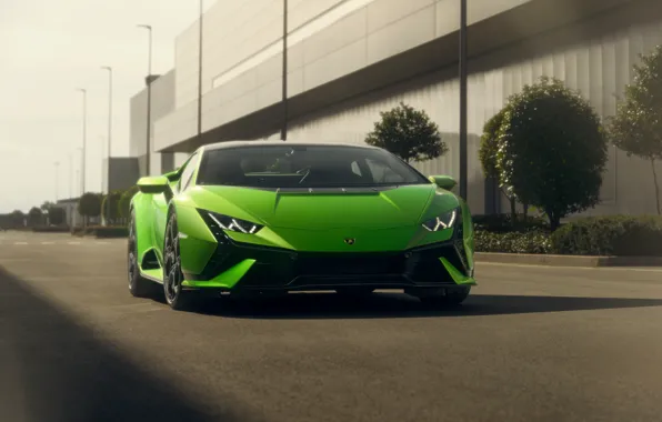 Картинка зеленый, фары, Lamborghini, ламбо, передок, Huracan, уракан, Lamborghini Huracan Tecnica