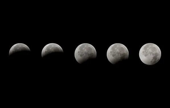 Картинка луна, затмение, фазы, Lunar Eclipse