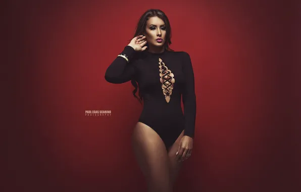 Model, Pose, Paul Egas Scarino, Black Bodysuit, Against The Wall