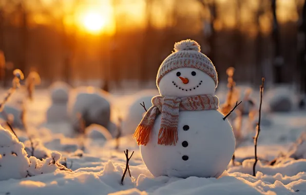 Зима, снег, Рождество, Новый год, снеговик, Christmas, winter, snow