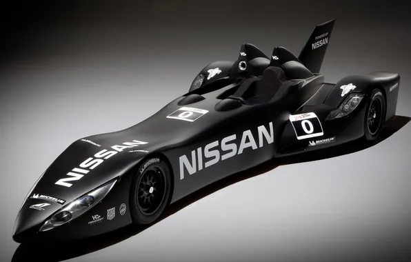 Картинка чёрный, nissan, прототип, ниссан, передок, гоночный болид, 24 Hours of Le Mans, 24 часа ле-мана
