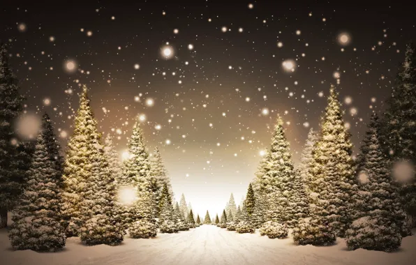 Картинка зима, снег, Деревья