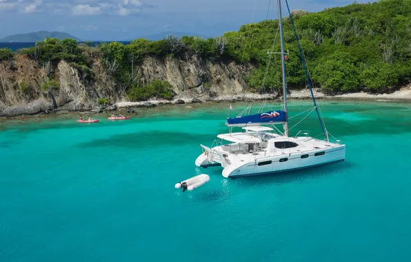 Картинка море, берег, яхта