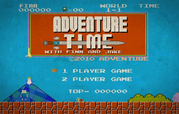 Mario, Adventure Time, pixelart
