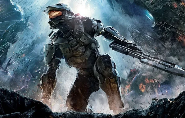 Картинка science fiction, mythology, futuristic, Halo 4, pc game, video games, screenshot, mercenary