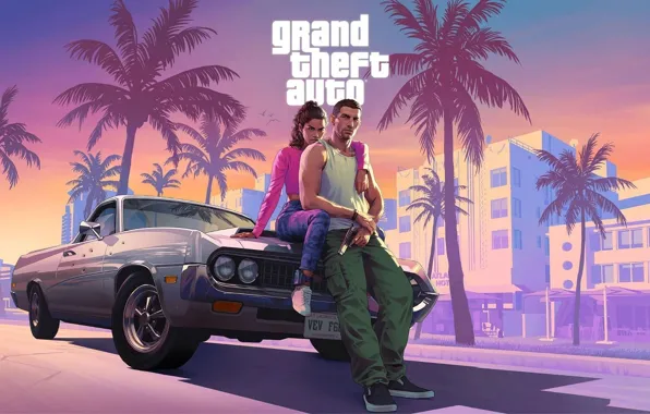 Игра, логотип, Logo, video game, Grand Theft Auto, Rockstar Games, GTA VI, action-adventure