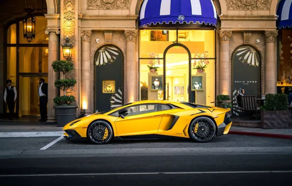 Картинка Lamborghini, Street, Yellow, Aventador, LP-750, Aventador SV